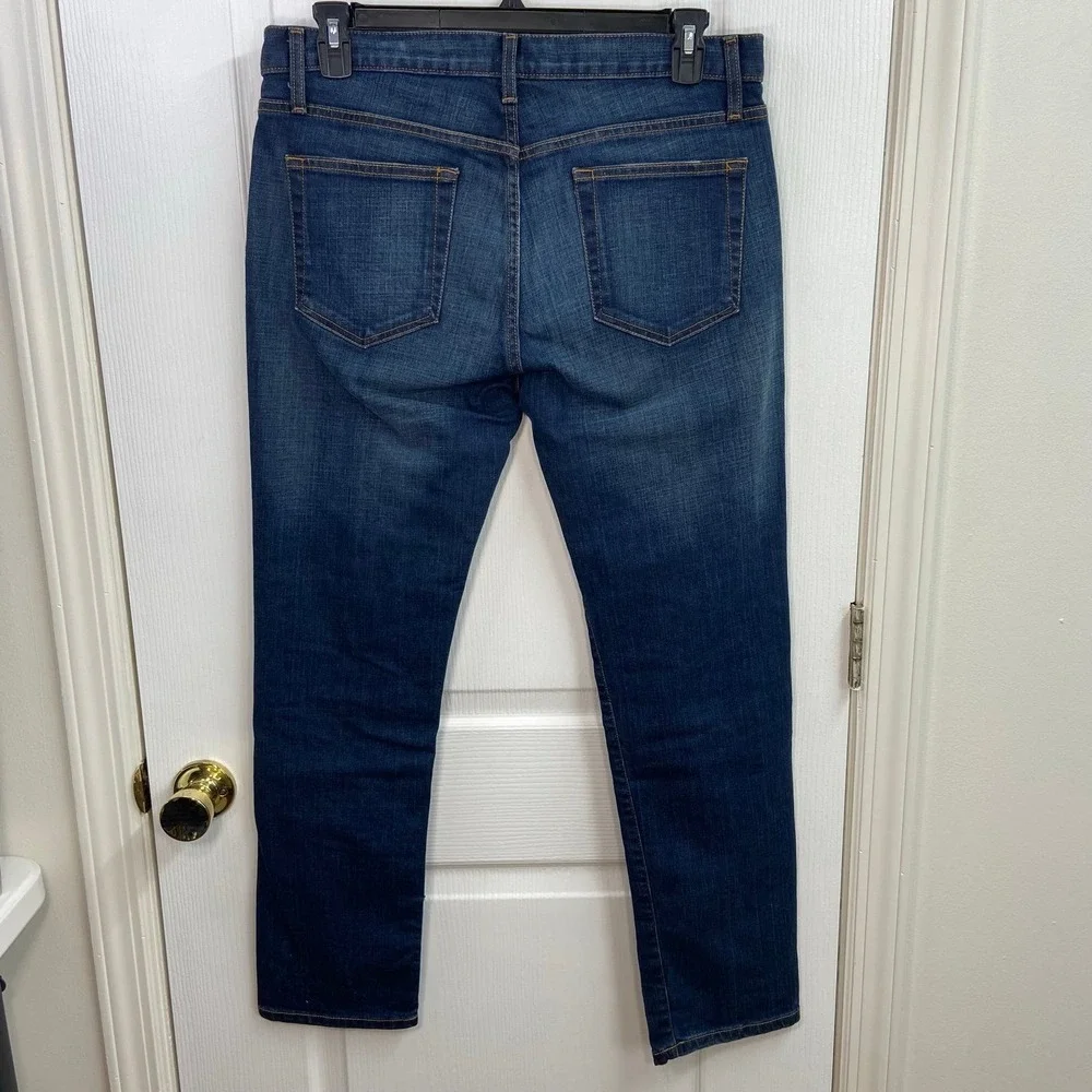 Tommy Hilfiger dark medium wash blue denim cotton stretch slim straight jeans 34